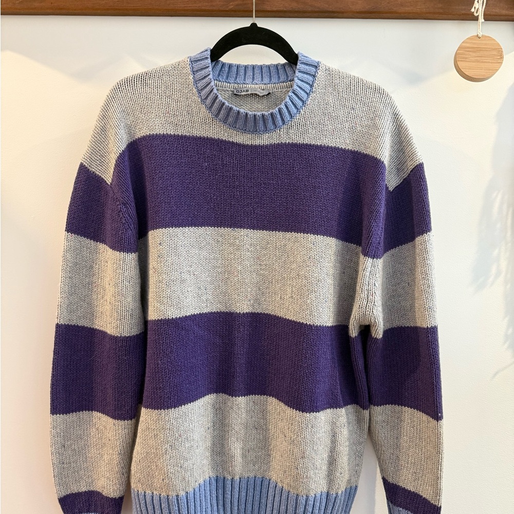 Striped Purple and Gray men’s Crew Neck Sweater